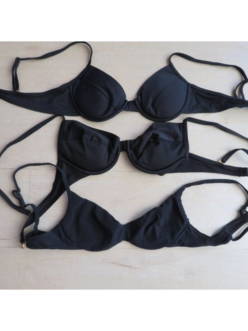 Lot Of 3 Womens Push Up Padded Swim Bikini Tops Small Black
